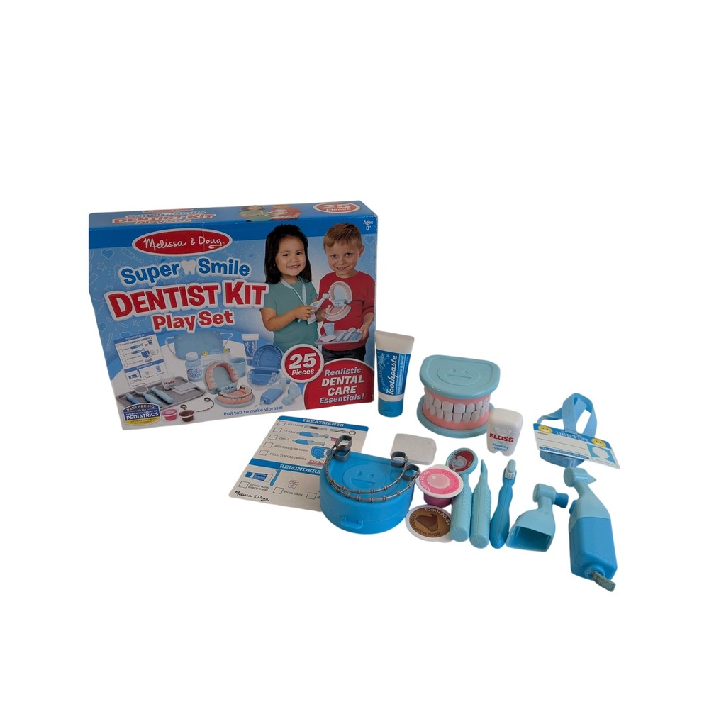 Melissa‎ & Doug Super Smile Dentist Kit Play Set 15 Pieces Blue Kids Toy 8611